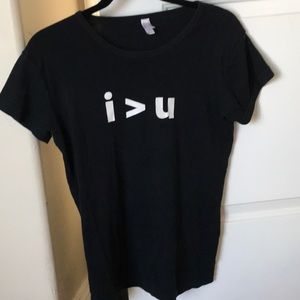 Black cotton T-shirt.